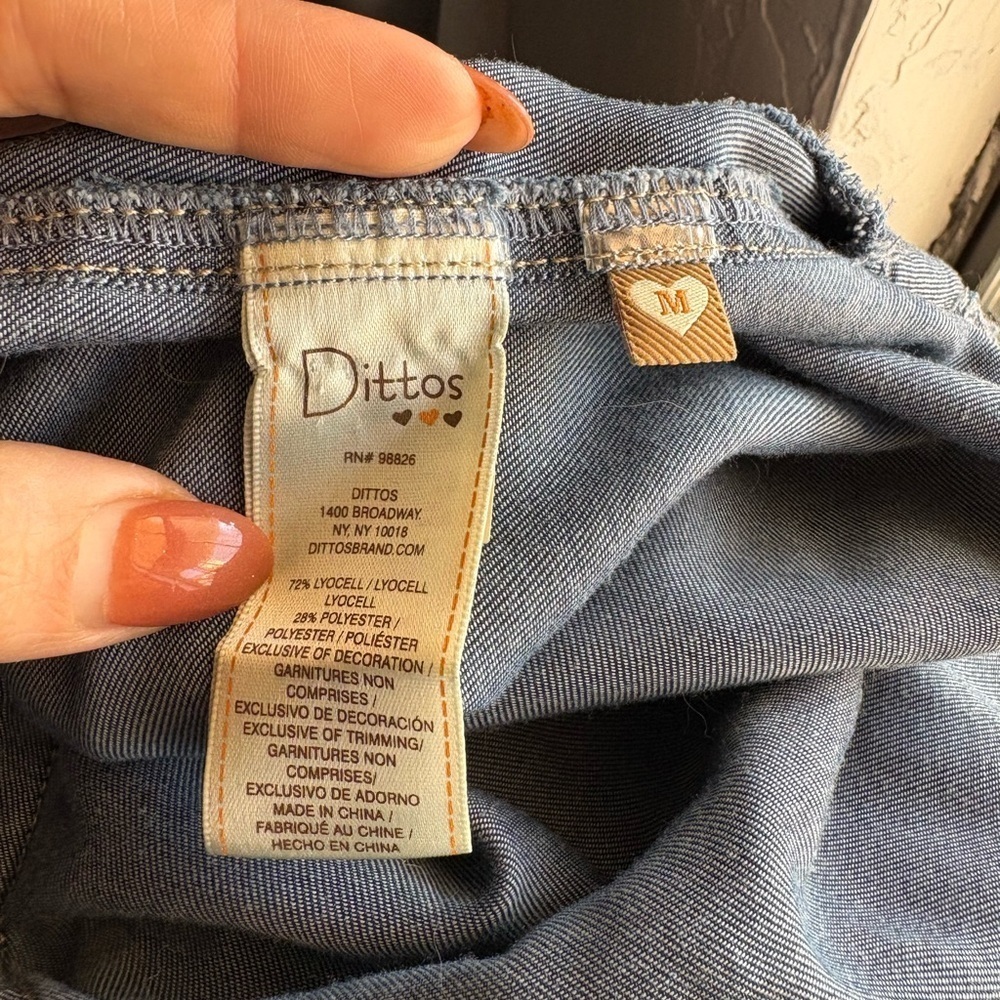 Dittos Doux women’s Dark Blue button down Denim Jean mini dress pockets sz M - Picture 9 of 10